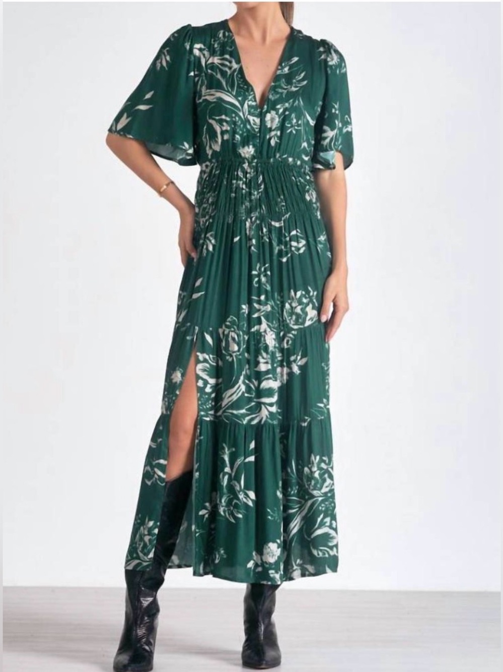 Green floral dress size small